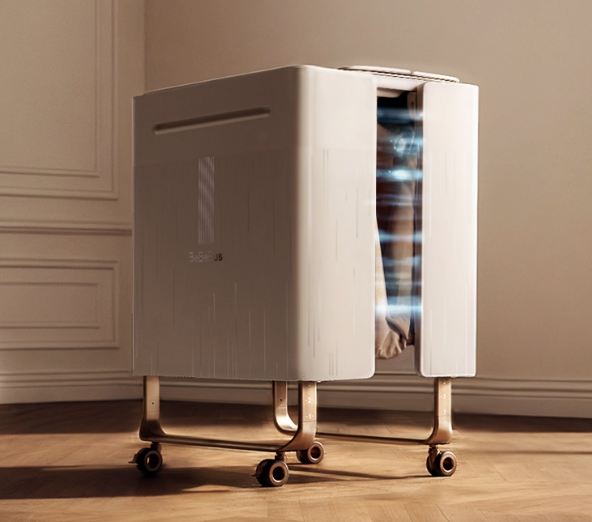 BeBeBus Big White Bed | Multi-functional Baby Bed with Bedside Extension, Height Adjustment & Smart Fold