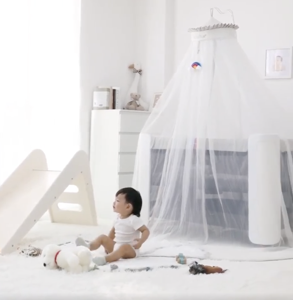BeBeBus Baby Bed Mosquito Net | Universal Full-Cover Canopy with Adjustable Height Stand