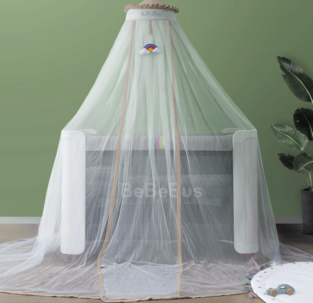 BeBeBus Baby Bed Mosquito Net | Universal Full-Cover Canopy with Adjustable Height Stand
